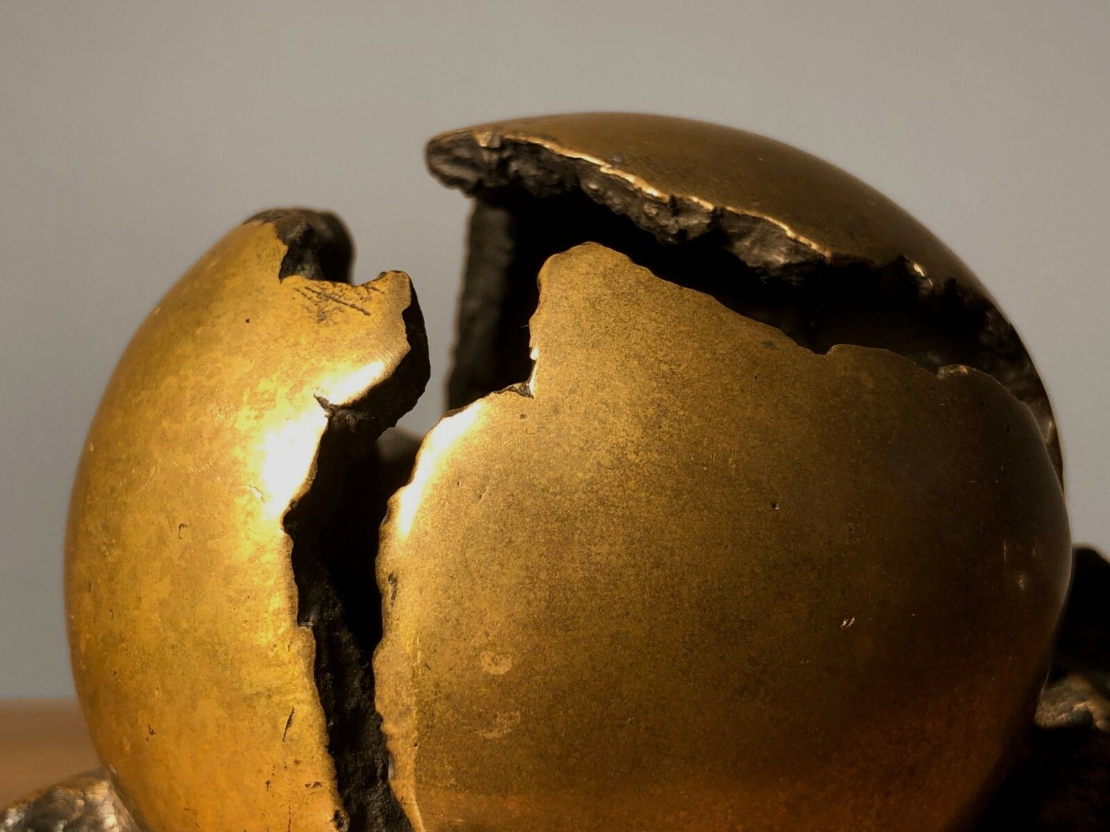 photo for sale 1970 Anita Tullio Sphere Sculpture Bronze Brutalist Postmodernist Shabby Chic