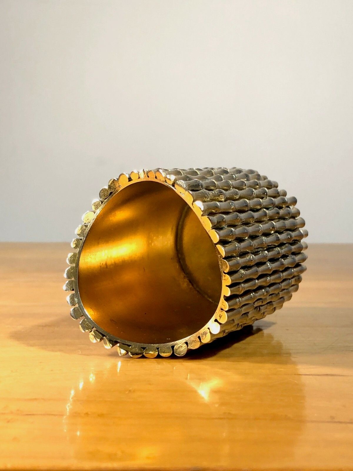 1970 Art Deco Shabby Chic Bronze Silver Metal Bamboo Pot Adnet Jansen Pergay photo Home Decor