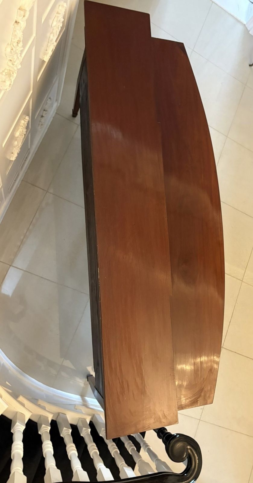 Furniture Outstanding Quality Large Antique Mahogany And Boxwood Strung Bow Fronted Sideboard photo