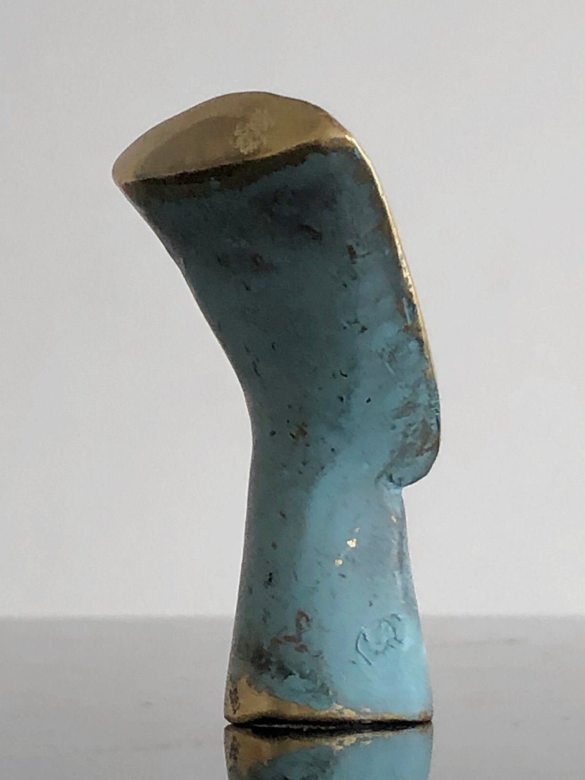photo furniture 1970 Sculpture Oceanian Bust Miniature Bronze Shabby Chic Brutalist Tribal