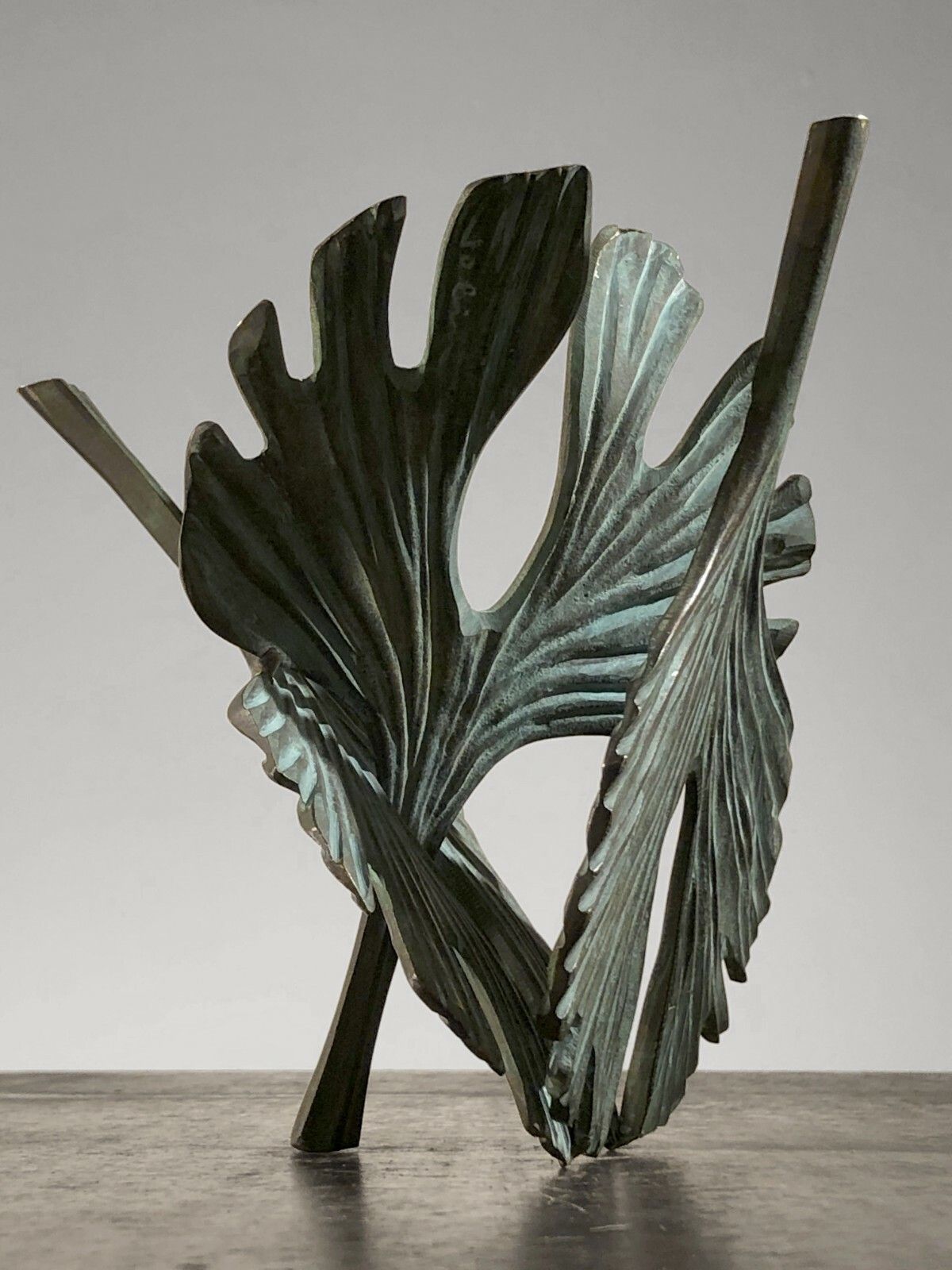 1970 Jobin Sculpture Ginko Biloba Bronze Brutalist Postmodernist Shabby Chic photo vinterior