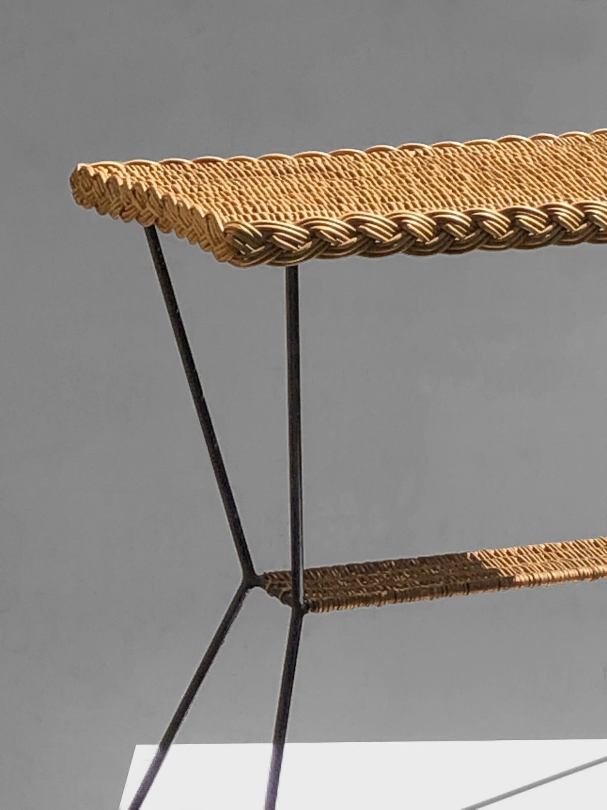 1950 Modernist Rattan Coffee Table Reconstruction Hitier Mategot Gascoin Sognot photo furniture