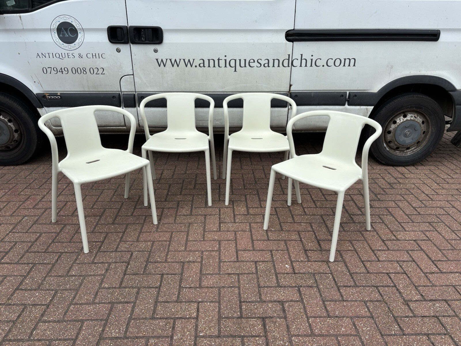 4 White Designer Patio Chairs By Magis, Designed By Jasper Morrison photo furniture