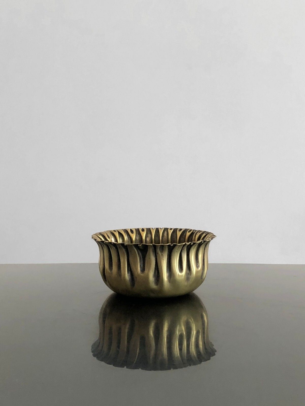 1970 Christofle Jansen Pergay Romeo Brass Pleated Cut Bronze Shabby Chic