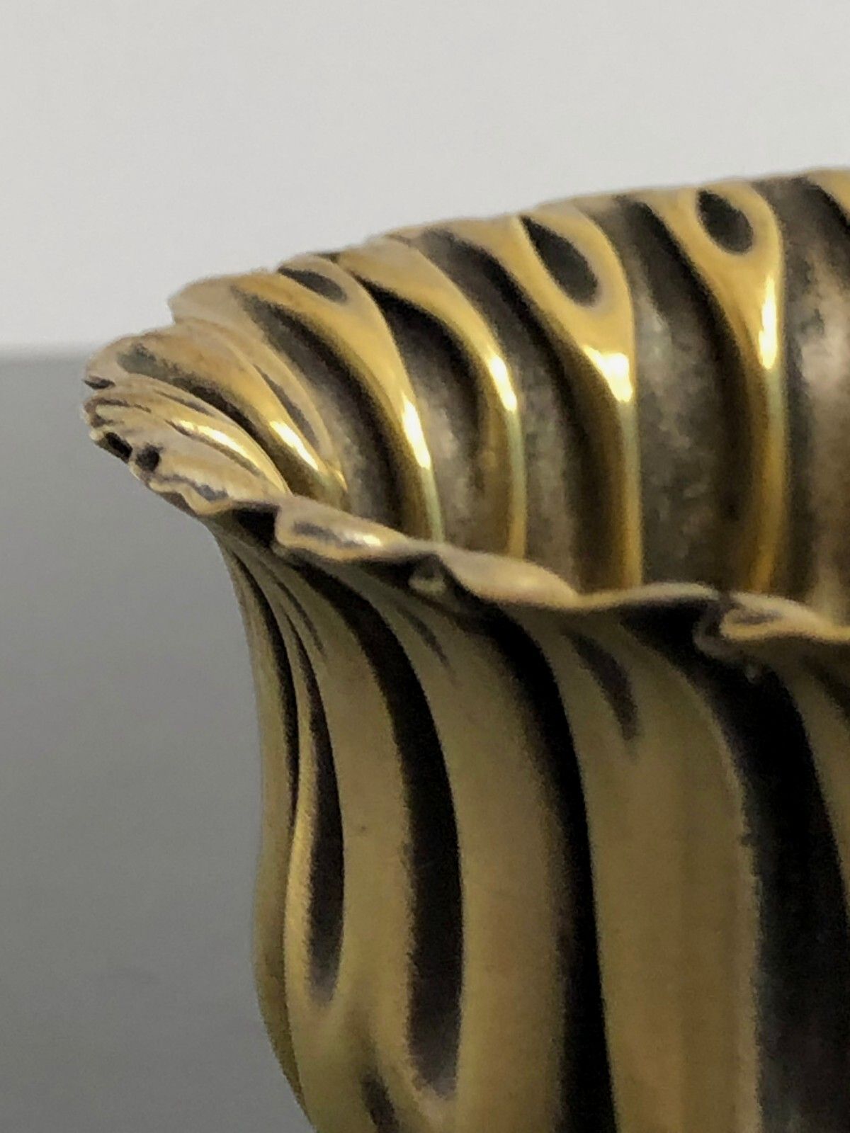 1970 Christofle Jansen Pergay Romeo Brass Pleated Cut Bronze Shabby Chic photo vinterior