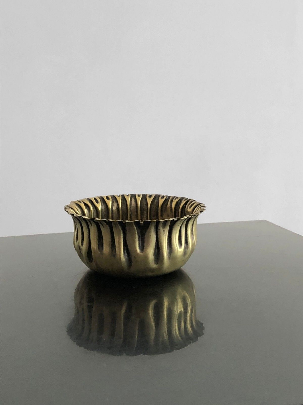 1970 Christofle Jansen Pergay Romeo Brass Pleated Cut Bronze Shabby Chic photo buy
