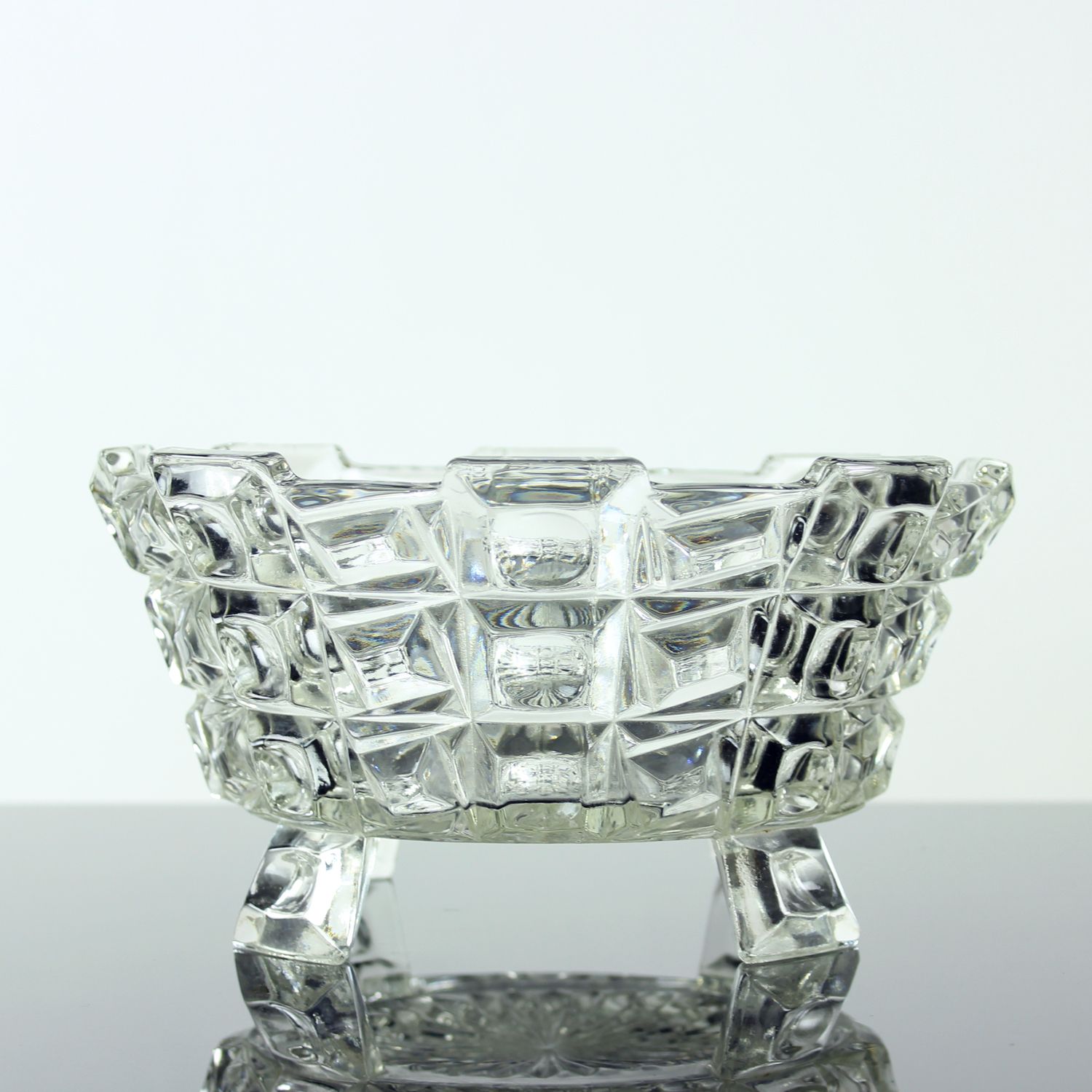 Set Of Two Art Deco Pressed Glass Bowls By Libochovice, Czechoslovakia, 1930s photo furniture