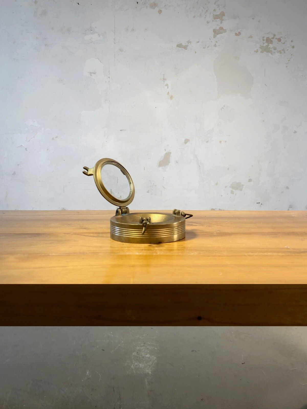 1960 Art Deco Modernist Shabby Chic Bronze Window Ashtray Adnet Hermes photo furniture