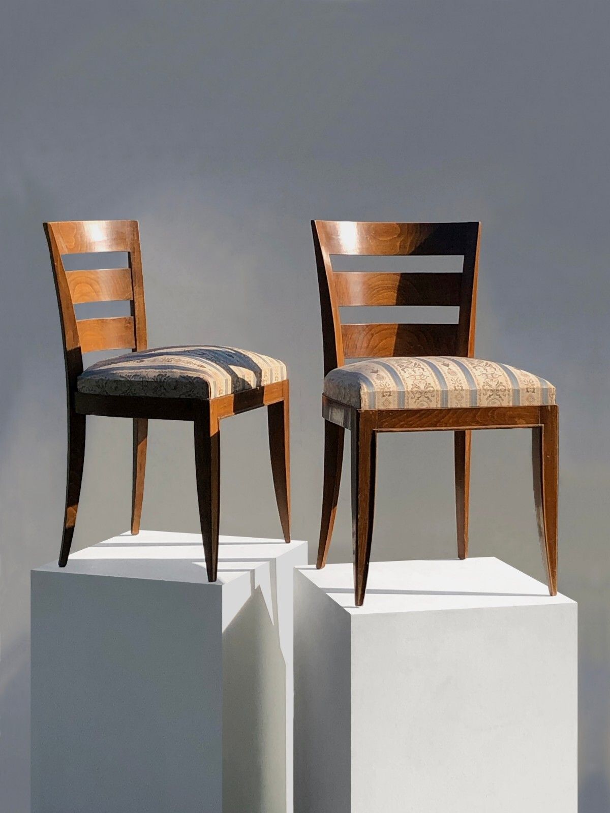 1930 Jean Pascaud 2 Chairs Art Deco Neo Classical Shabby Chic Leleu Ruhlmann