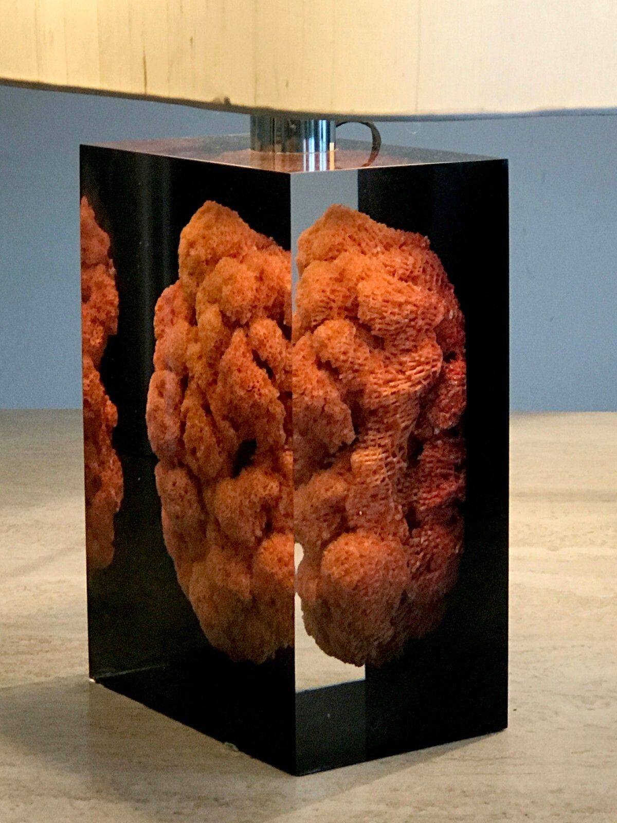 1970 Giraudon 2 Lamps Inclusion Sculpture Shabby Chic Lucite Plexiglas Pop photo for sale