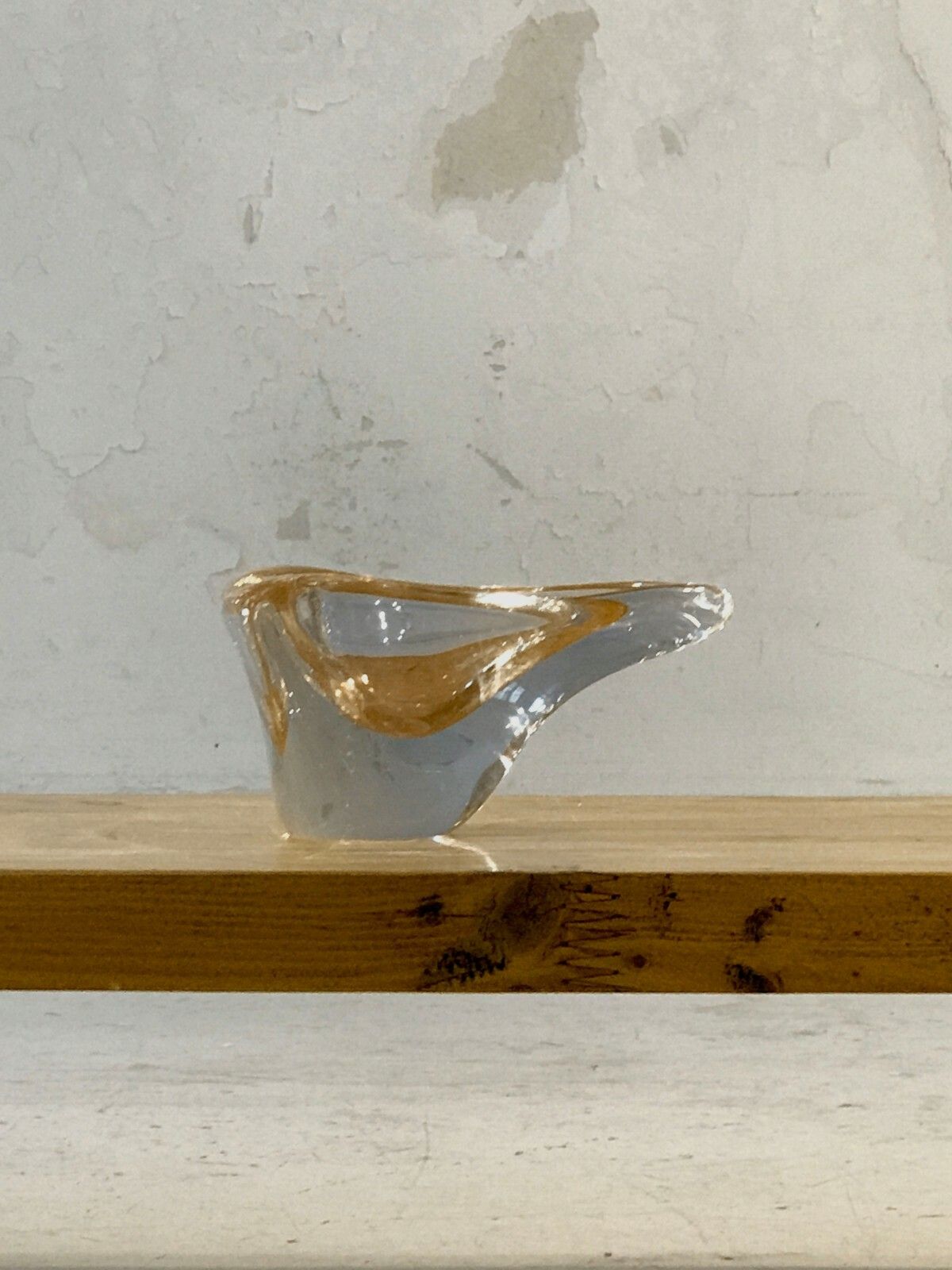 1970 Flavio Poli Murano Ashtray Glass Sculpture Cut Free Modernist