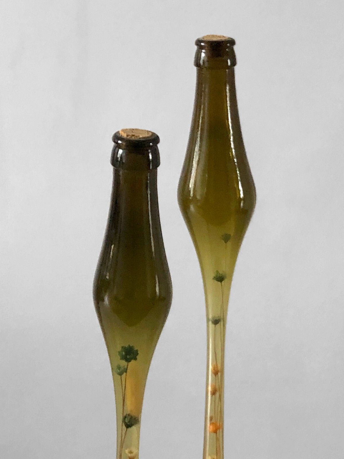 1960 2 Modernist Free Form Glass Bottle Vases Morin Ruelland Biot Murano photo vintage