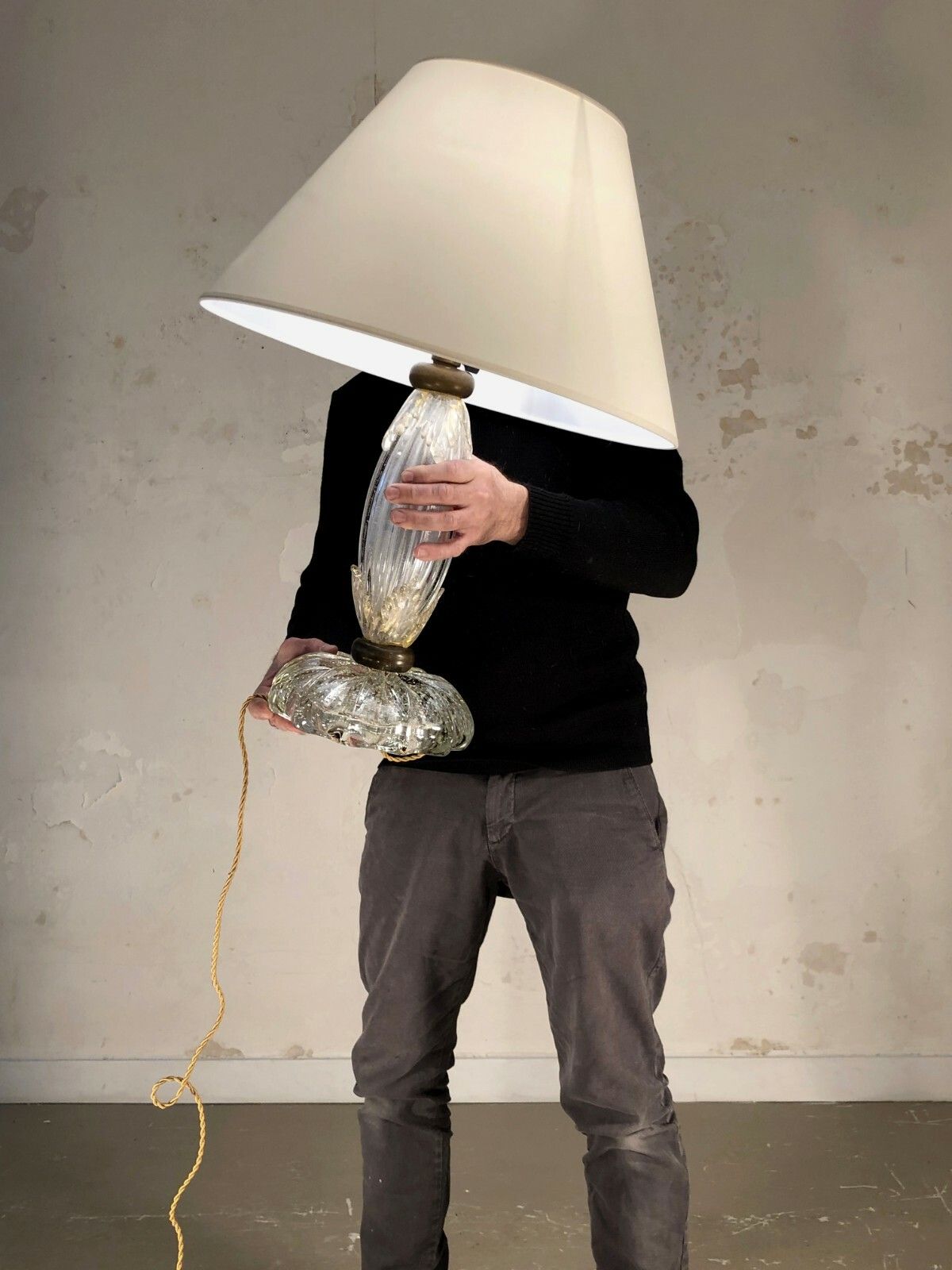 1950 Hercules Barovier Murano Venini Neo Classical Shabby Chic Seguso Glass Lamp photo vinterior