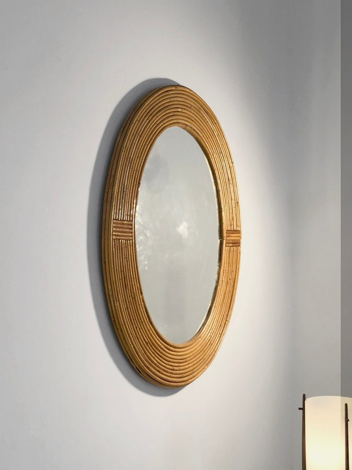 1960 Audoux Minnet Large Oval Mirror Modernist Brutalist Shabby Chic Dream photo vinterior