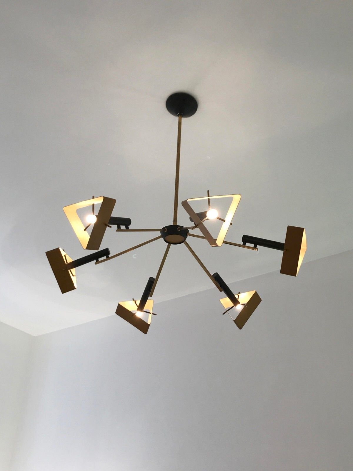 1950 Oscar Torlasco Lumi Suspension Modernist Bauhaus Constructivist Stilnovo