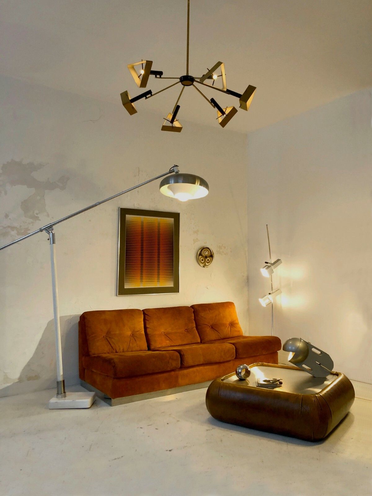 1950 Oscar Torlasco Lumi Suspension Modernist Bauhaus Constructivist Stilnovo photo for sale