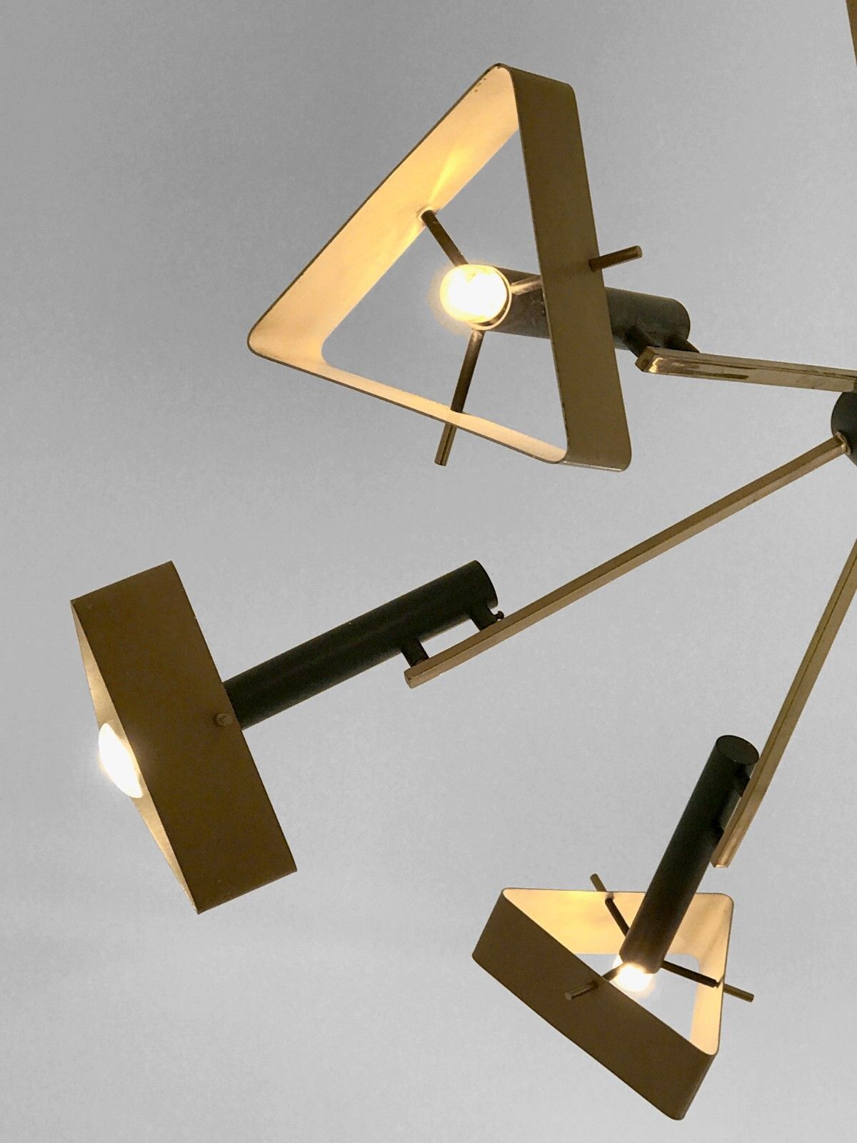 1950 Oscar Torlasco Lumi Suspension Modernist Bauhaus Constructivist Stilnovo photo Lighting