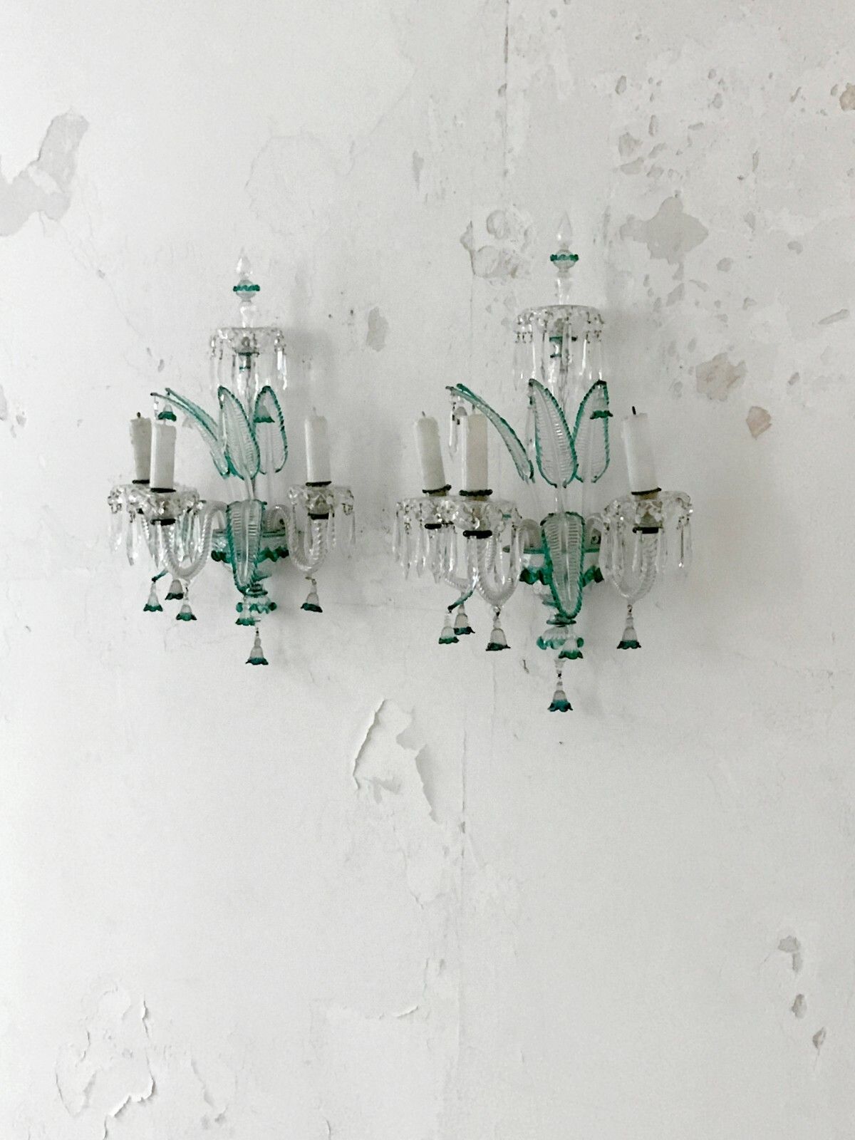 1960 Veronese Flavio Poli 2 Glass Appliques Venini Murano Venise Shabby Chic photo for sale