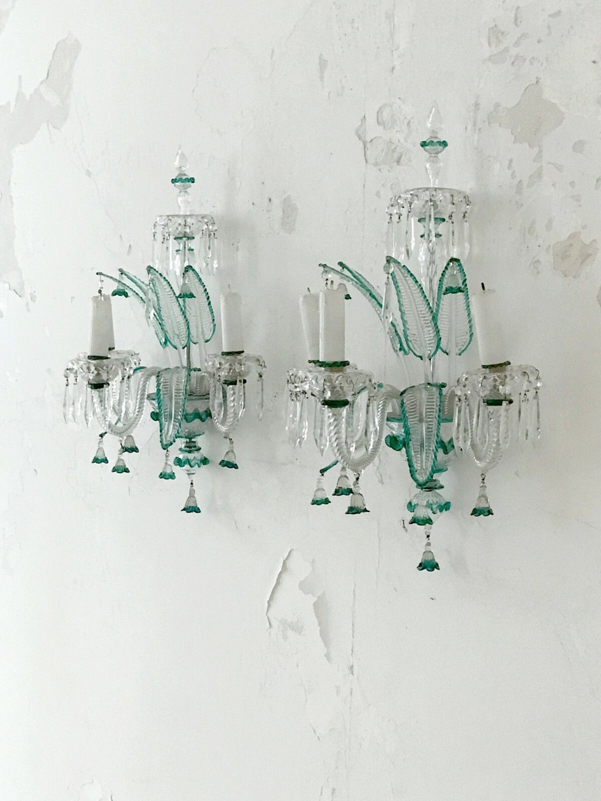 1960 Veronese Flavio Poli 2 Glass Appliques Venini Murano Venise Shabby Chic photo Lighting