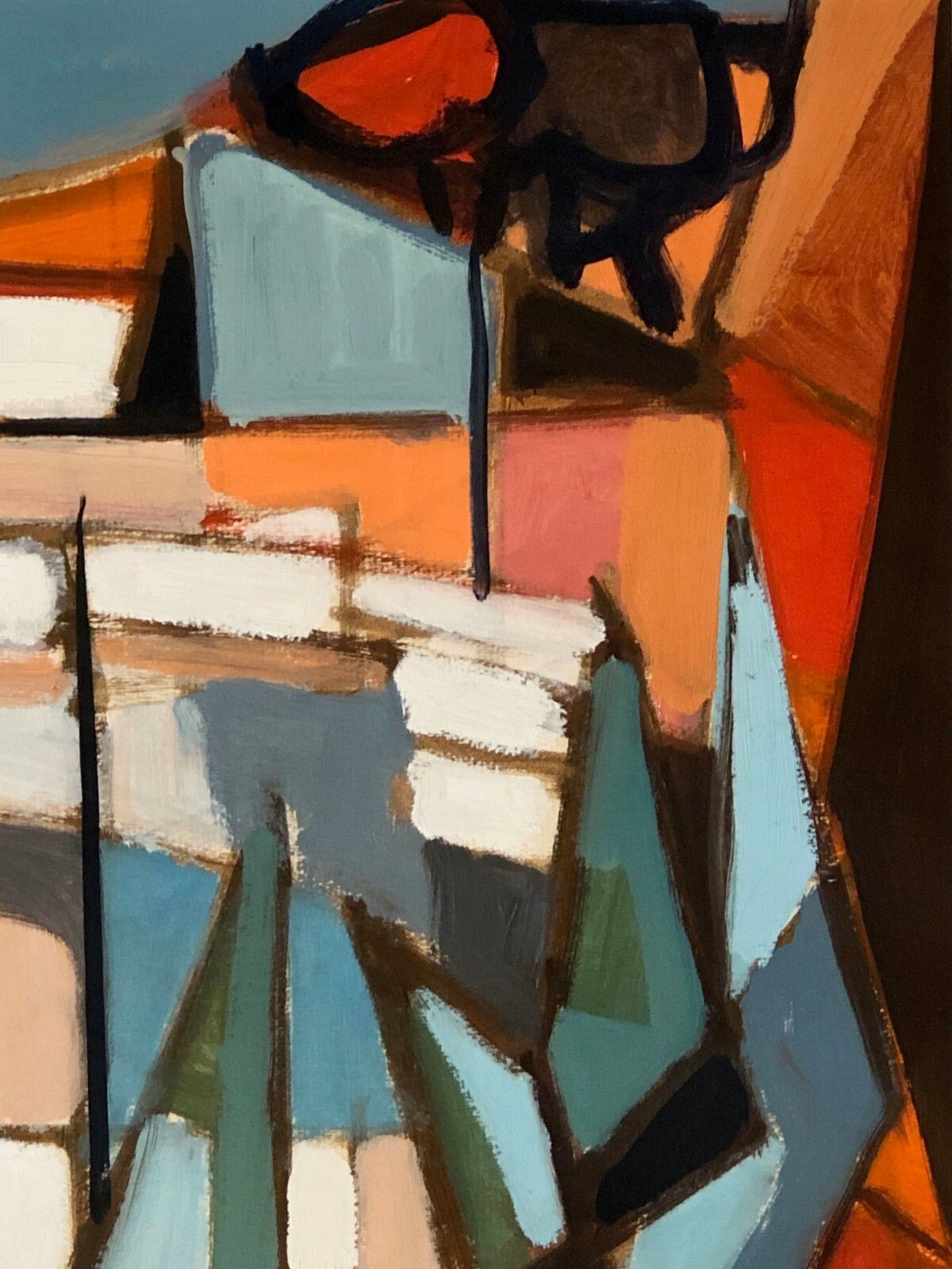 1950 E. Whisle 1/2 Gouache Expressionist Abstract Form Free Cubist Painting photo vinterior