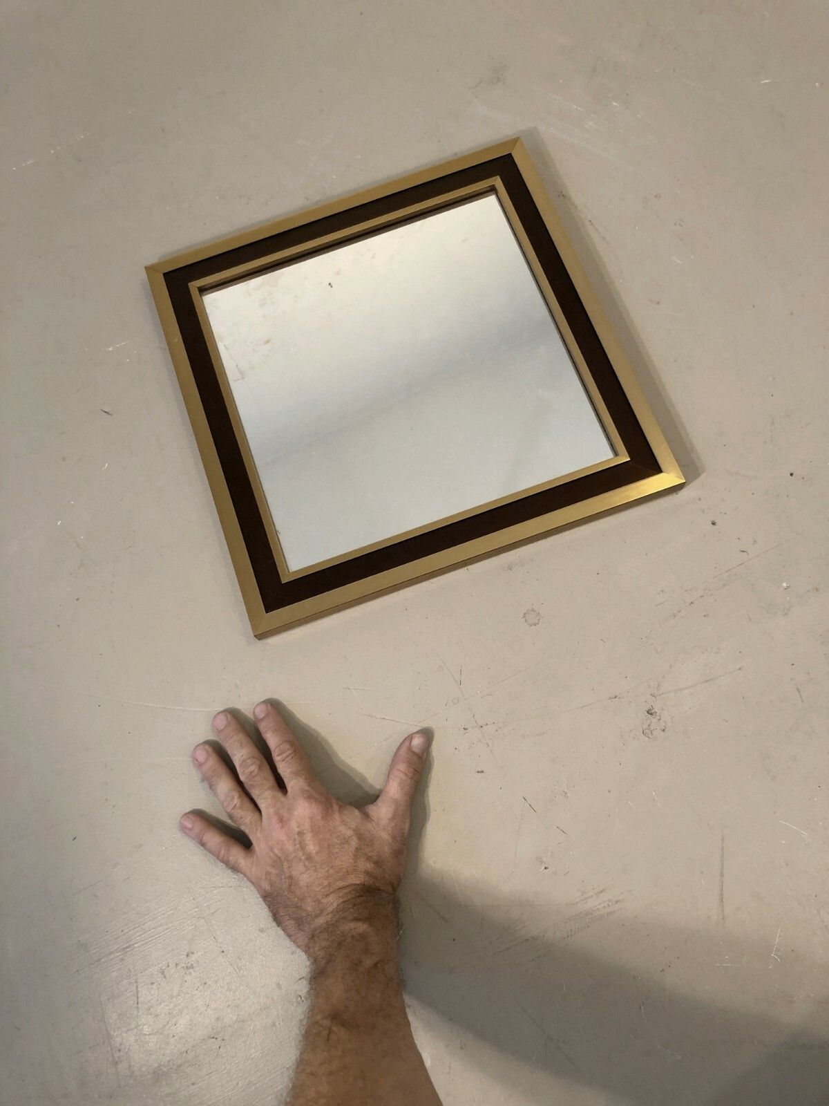1970 Small Art Deco Modernist Square Mirror Shabby Chic Romeo Rega Jansen Rizzo photo for sale