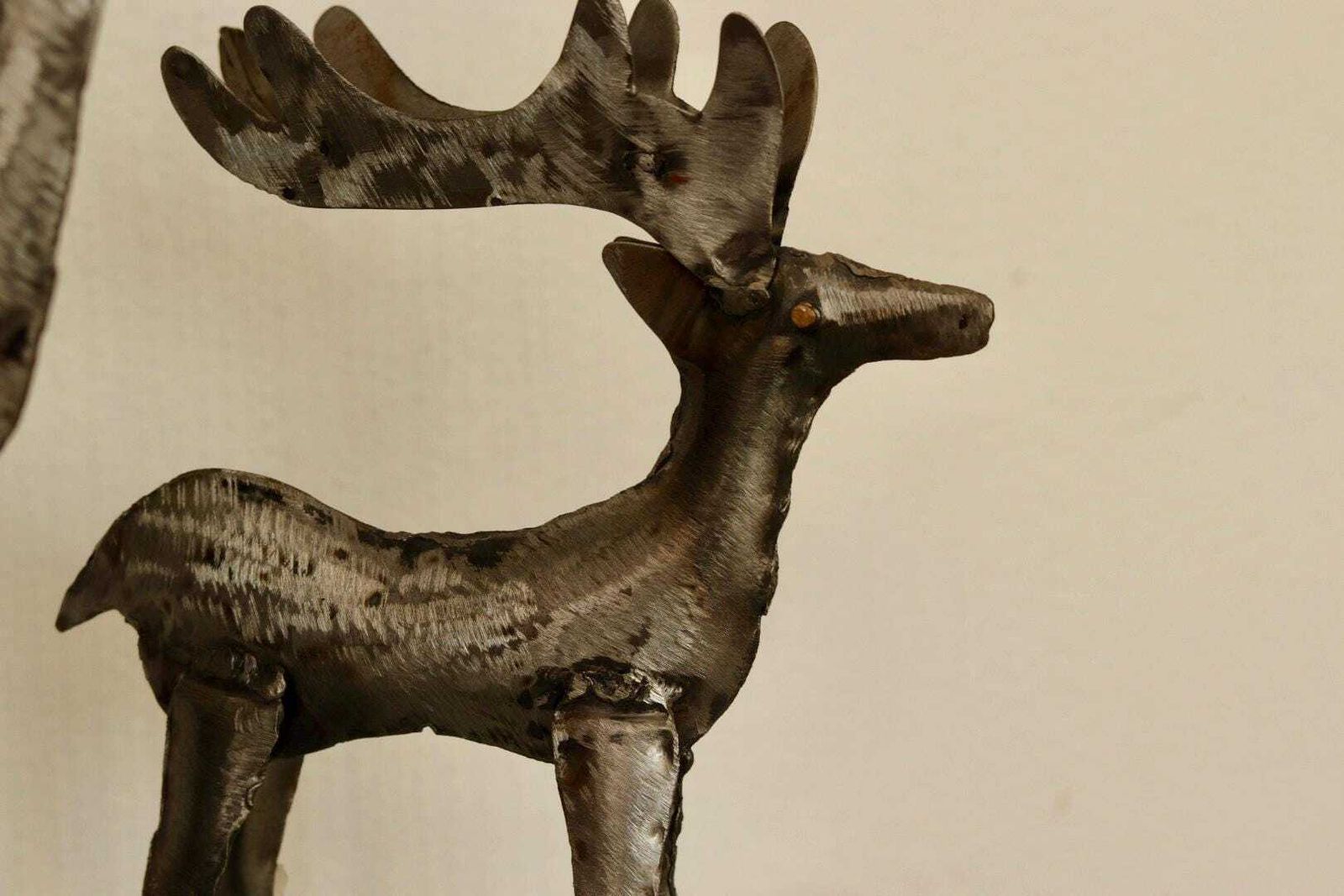 Pair Of Swedish Pewter/Metal Reindeer Sculpture photo vinterior