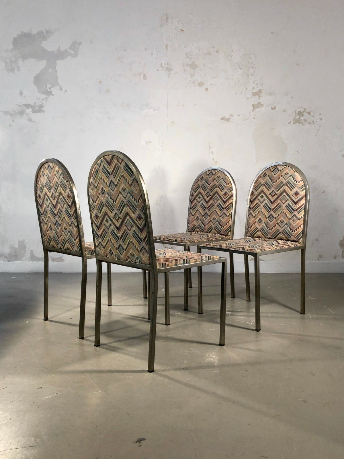 1980 Willy Rizzo 4 Chairs Post Modernist Memphis Bauhaus Sottsass Szekely