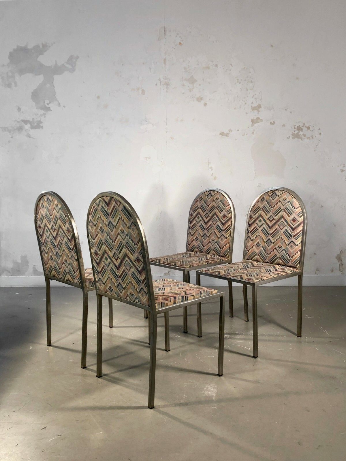 1980 Willy Rizzo 4 Chairs Post Modernist Memphis Bauhaus Sottsass Szekely photo 3200.0