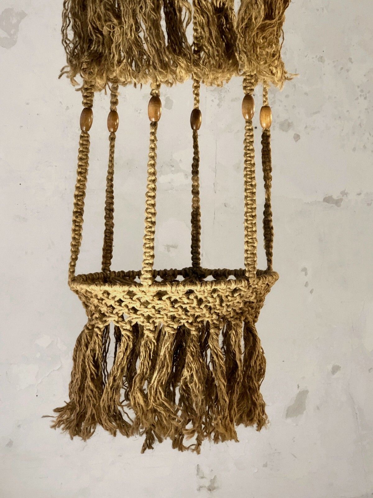 1970 Brutalist Hippie Audoux Minnet Shabby Chic Plant Holder Suspension photo furniture
