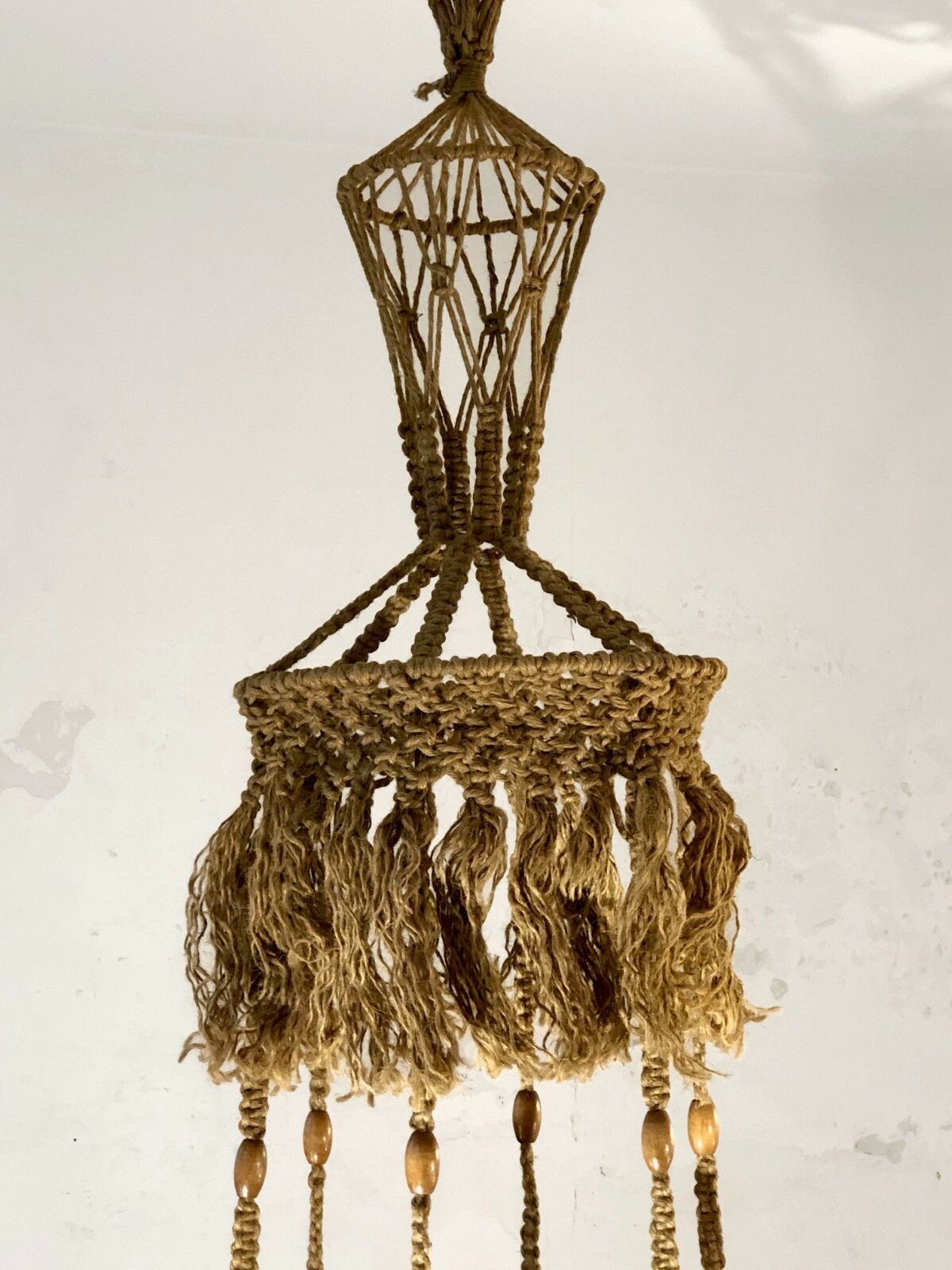 1970 Brutalist Hippie Audoux Minnet Shabby Chic Plant Holder Suspension photo for sale