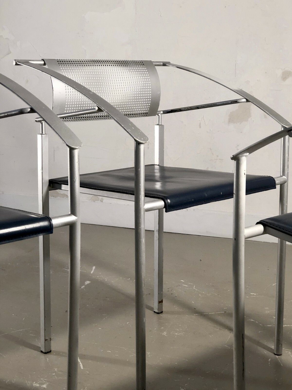1980 Emilio Nanni / Fly Line 4 Chairs Post Modernist Memphis Starck Sottsass photo for sale