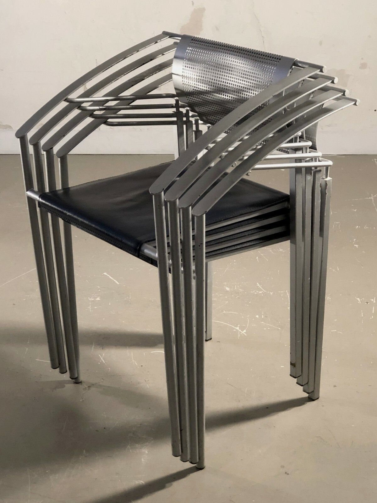 photo for sale 1980 Emilio Nanni / Fly Line 4 Chairs Post Modernist Memphis Starck Sottsass