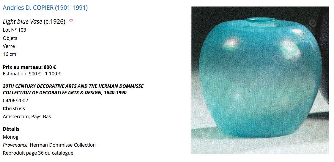 photo for sale 1970 Andries Dirk Copy Leerdam Vase Serica Glass Dansk Scandinavian Glass Murano