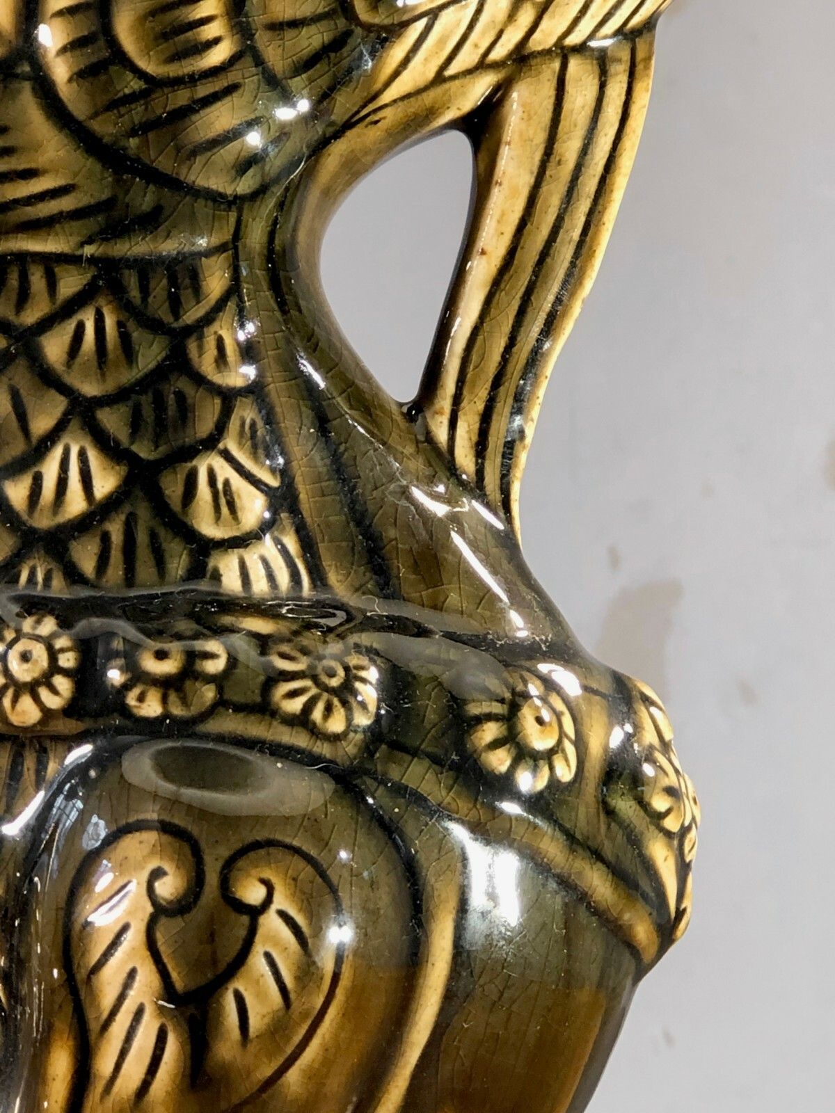 photo for sale 1970 Jansen Shabby Chic Orientalist Zoomorphic Chinese Ceramic Dragon Lamp