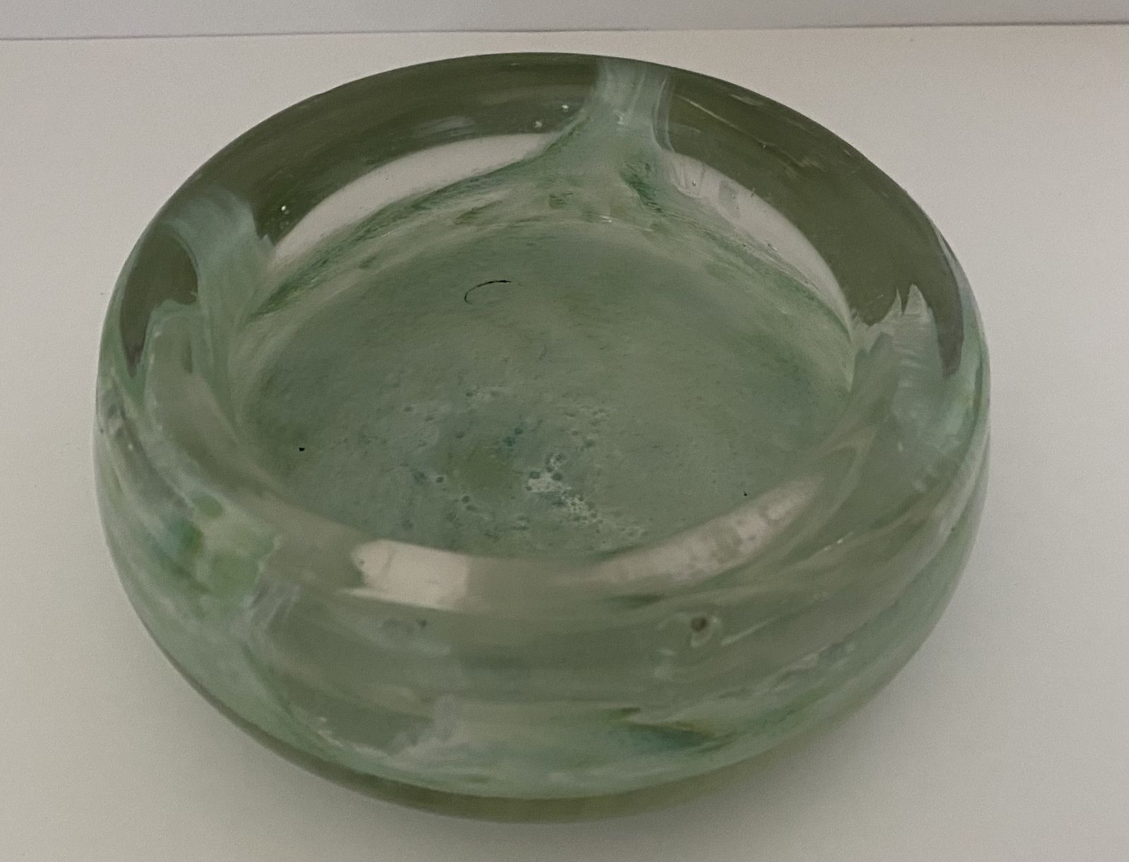 photo for sale Nazeing, British Studio Art Glass, Mottled Green Bowl