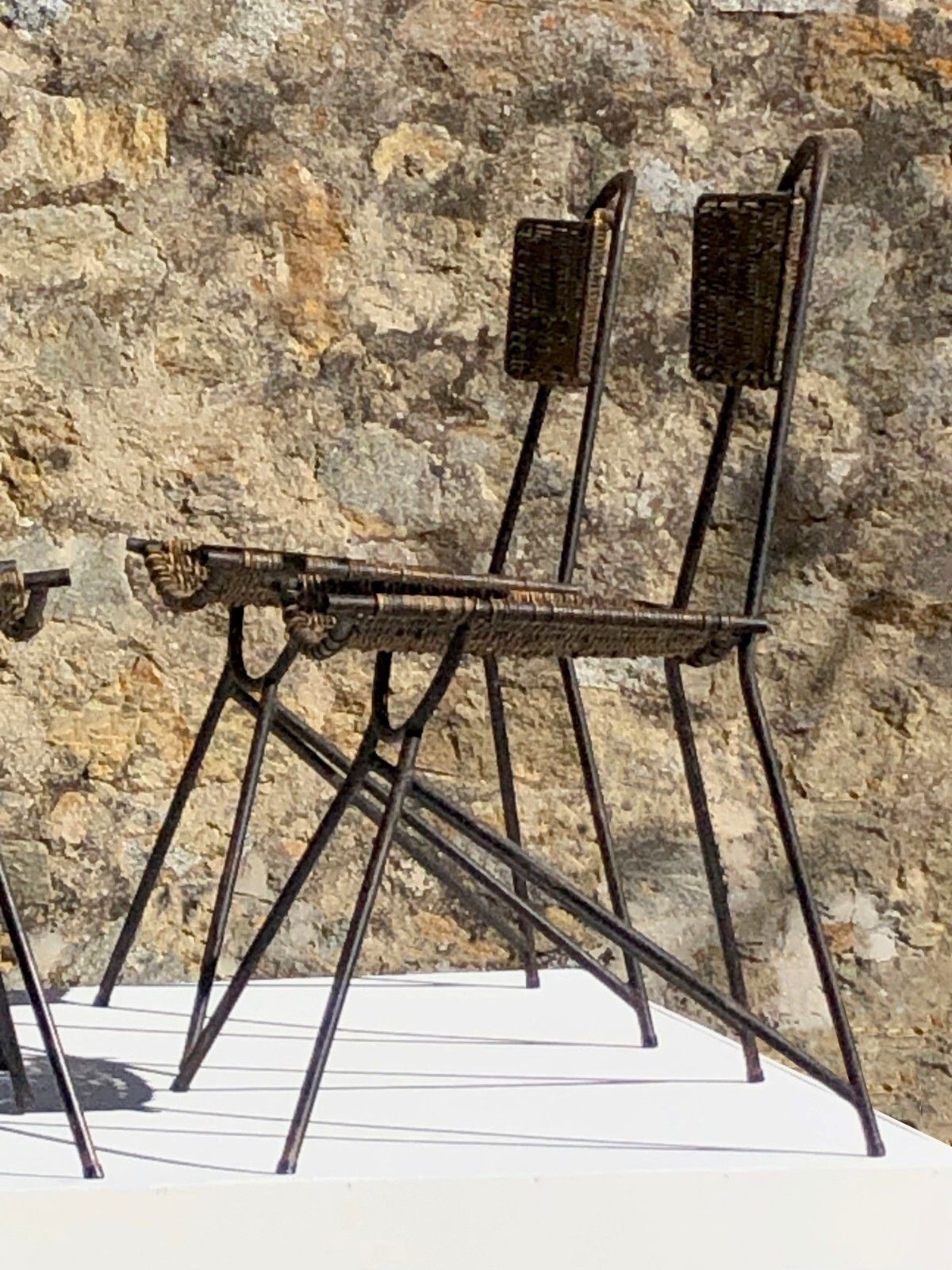 1950 4 Modernist Chairs Reconstruction Brutalist Mathieu Mategot Raoul Guys photo furniture