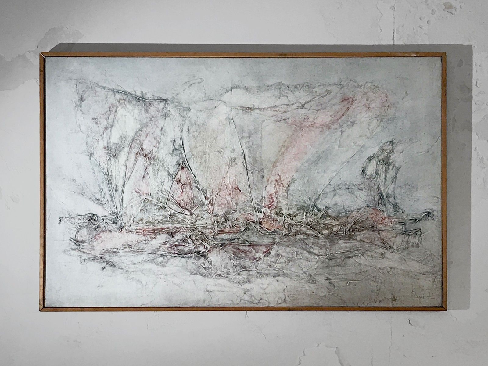 1970 Rene Lamoureux Modernist Painting Abstraction Lyrical Form Free Pollock photo furniture