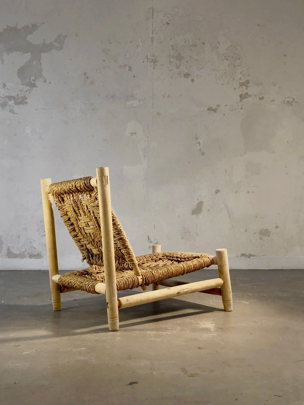 photo for sale 1950 Audoux Minnet Modernist Armchair Brutalist Shabby Chic Perriand Chapo