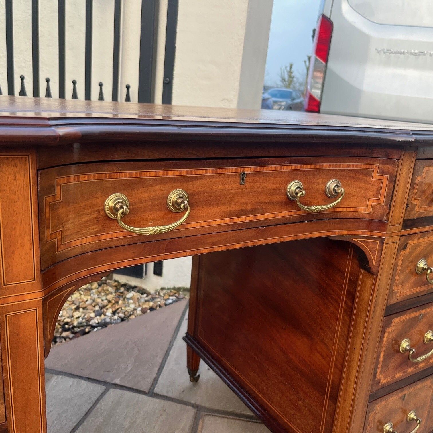 photo furniture Edwardian Period Mahogany Inlaid Writing Desk