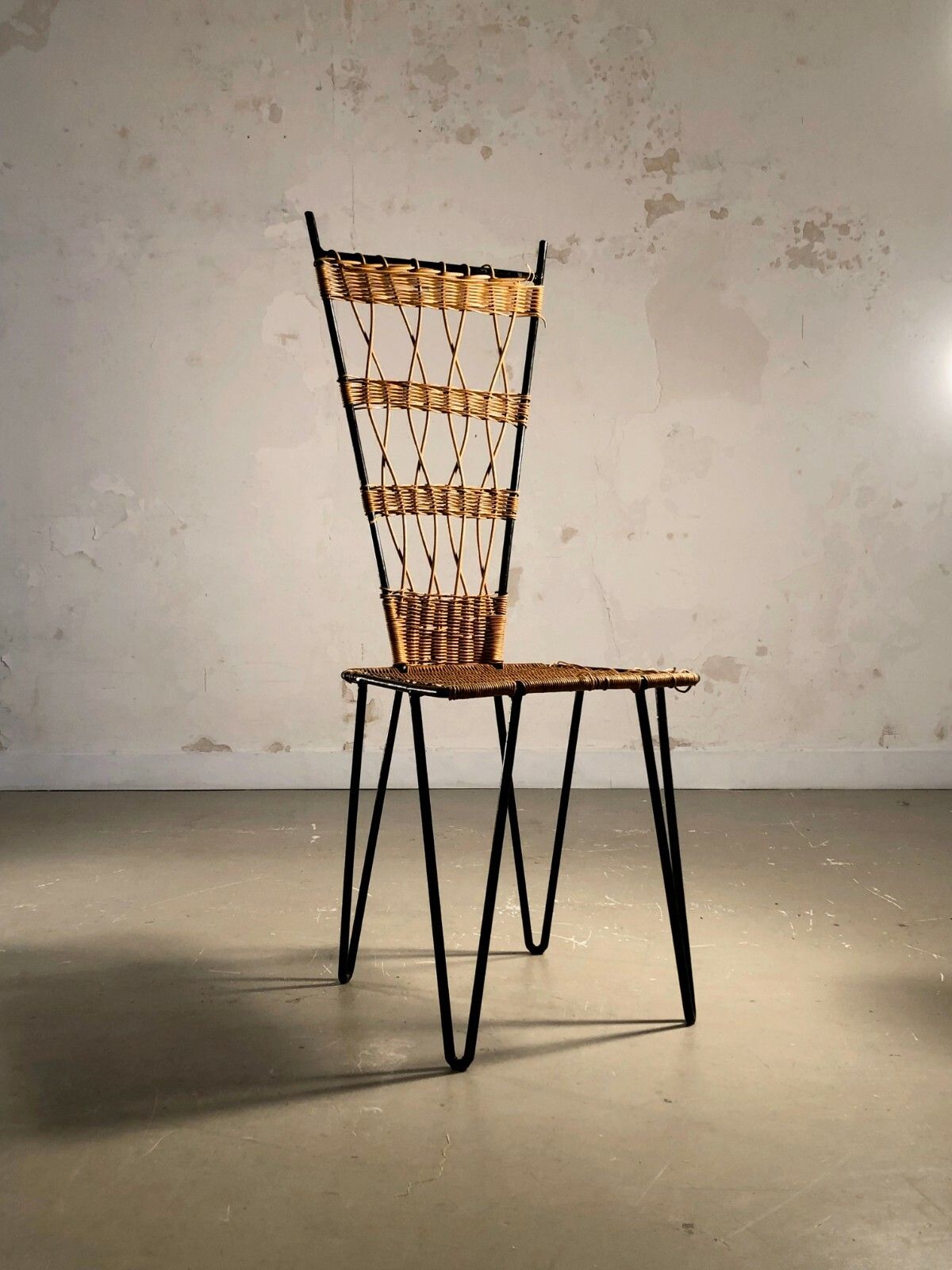1950 Raoul Guys Rattan Chair Modernist Brutalist Tribal Mategot Chapo Perriand