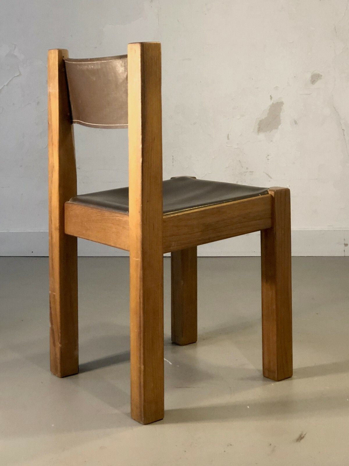 1970 Michel Millleret L'orme 4 Chairs Modernist Elm Chapo Perriand Regain photo for sale