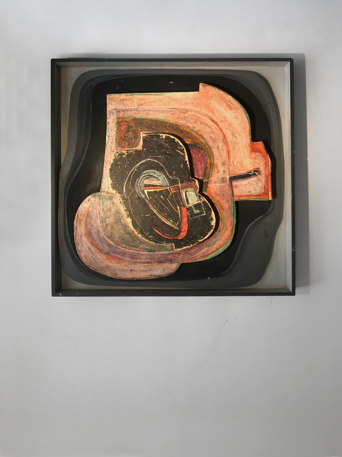 1970 Jean Claude Lethiais Modernist Art Deco Painting Abstraction Form Free