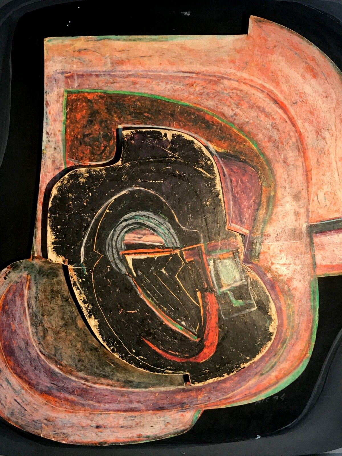 1970 Jean Claude Lethiais Modernist Art Deco Painting Abstraction Form Free photo furniture