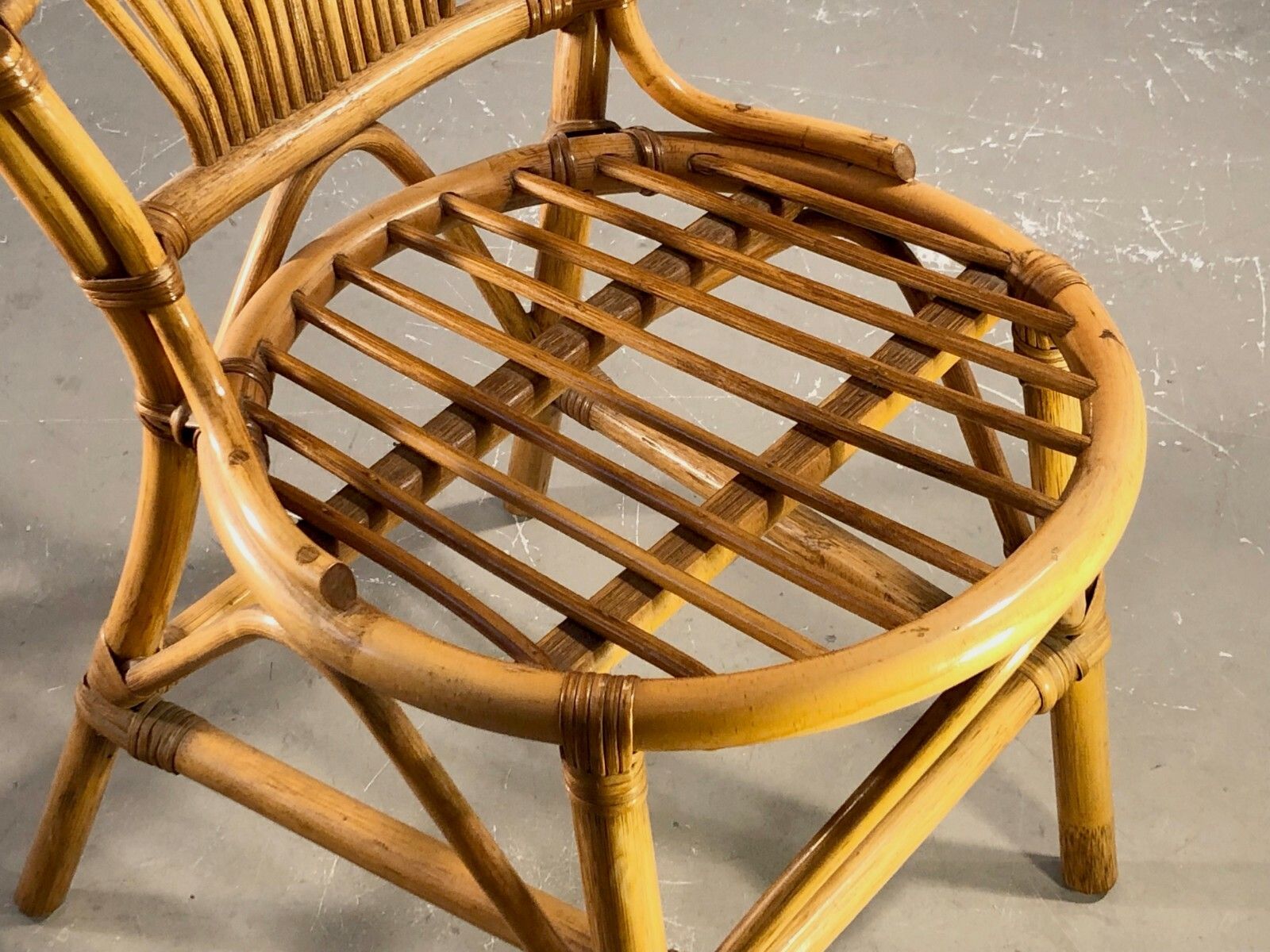 1960 1970 4 Bamboo Chairs Folk Art Modernist Shabby Chic Audoux Minnet photo Furniture