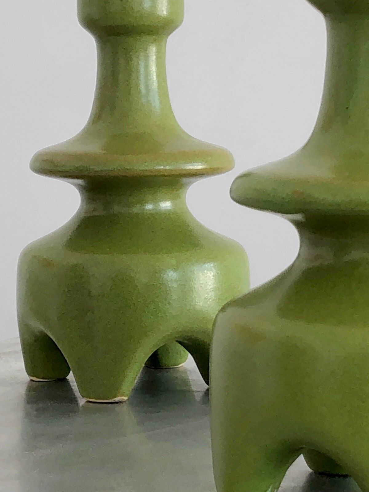 1950 Andre Baud 2 Candlesticks Ceramic Candlesticks Vallauris Jouve Ruelland photo for sale