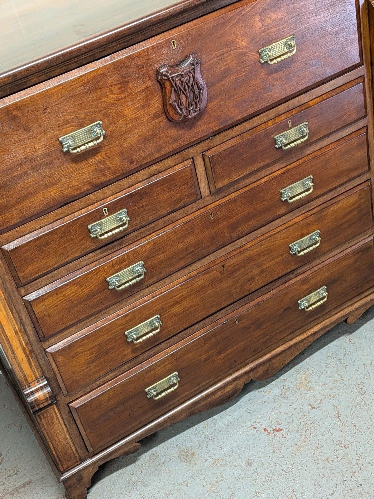 Georgian Mahogany Chest Secretaire photo vintage