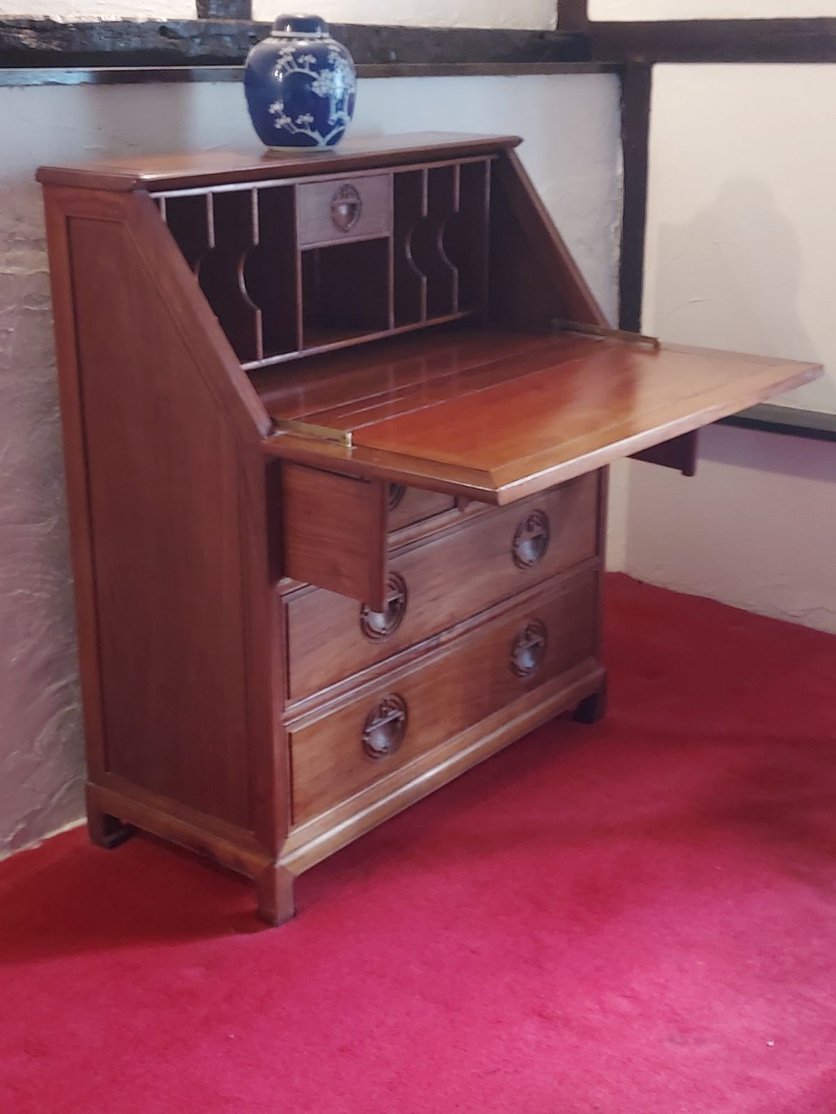 Hand Carved In Hong Kong   Solid Rosewood Writing Desk photo furniture