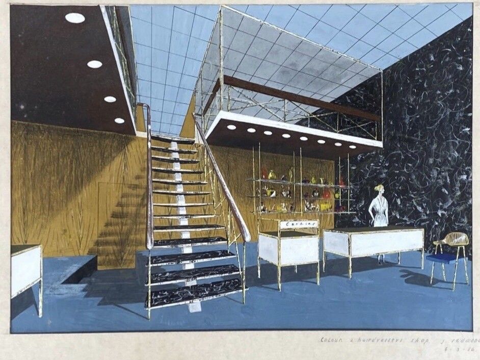 Architects Shop Design Painting ' Colour A Hairdresser's Shop ' J Redwood 6/3/56