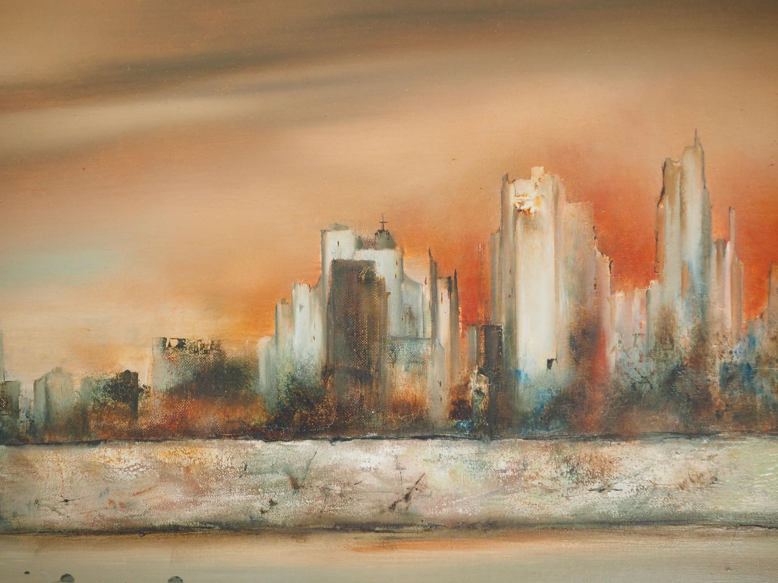 Bernard Louedin Fantasy : Spider On The City   Original Oil On Canvas, Handsigned 1970 photo buy
