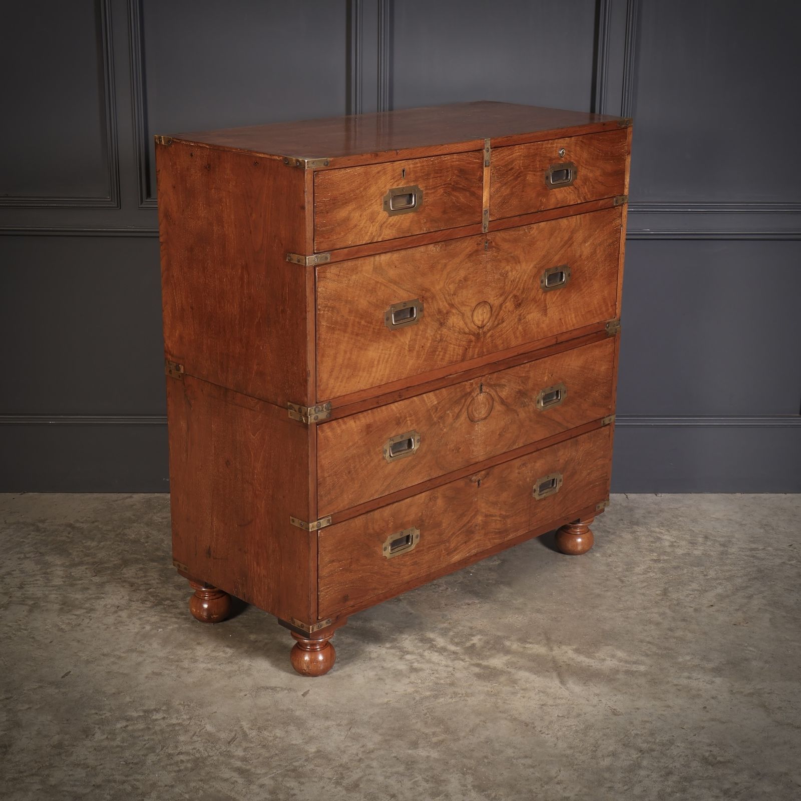 Rare Figured Walnut Military Campaign Chest photo Furniture